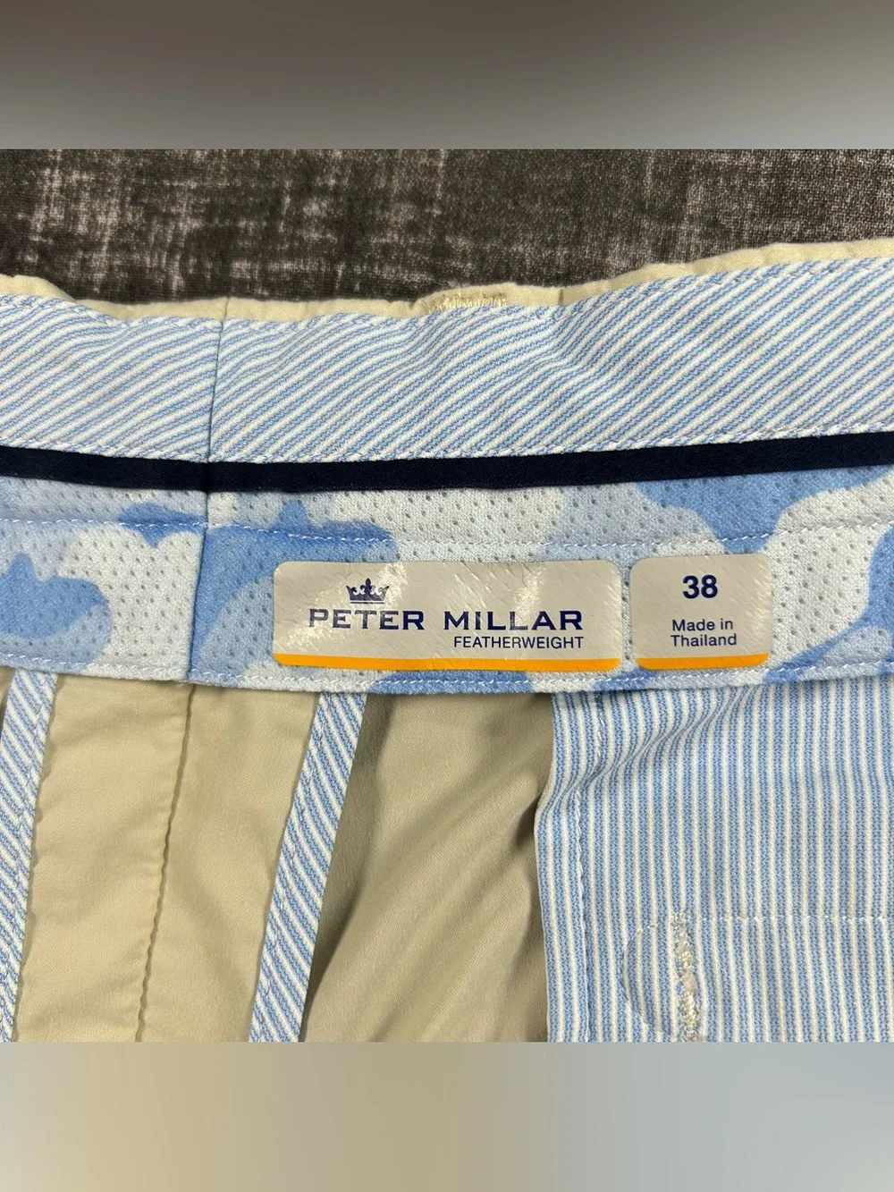 Peter Millar Featherweight Shorts Mens 38x9 Tan Active Golf Stretch Performance